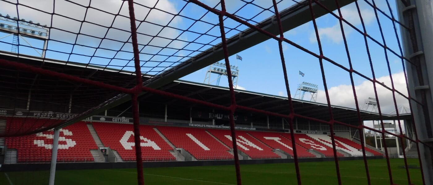 close up of football goal net