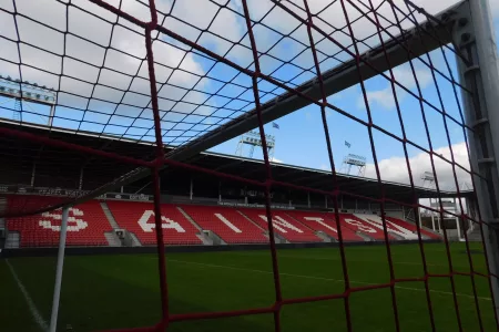 close up of football goal net