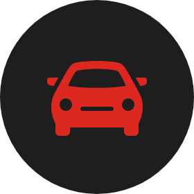 black circle behind red car icon
