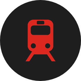 black circle behind red train icon