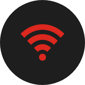 black circle behind red wifi symbol