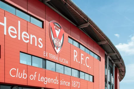 stadium entrance with signage of name and slogan