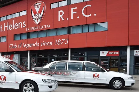 funeral cars outside stadium