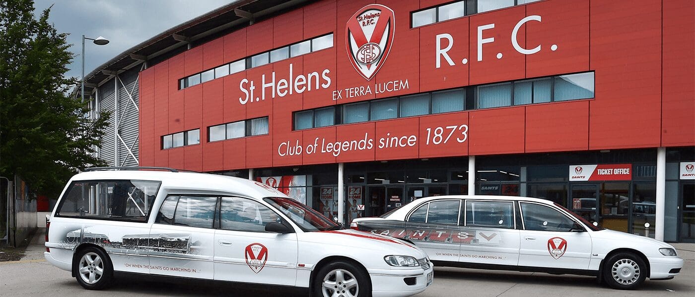 funeral cars outside stadium